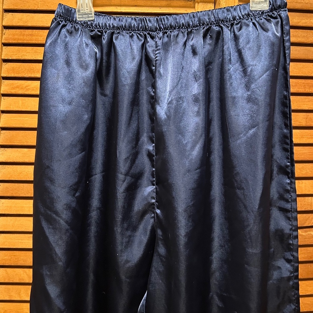 Lillian Lorow Blue Satin Lounge Pants - Picture 3 of 12